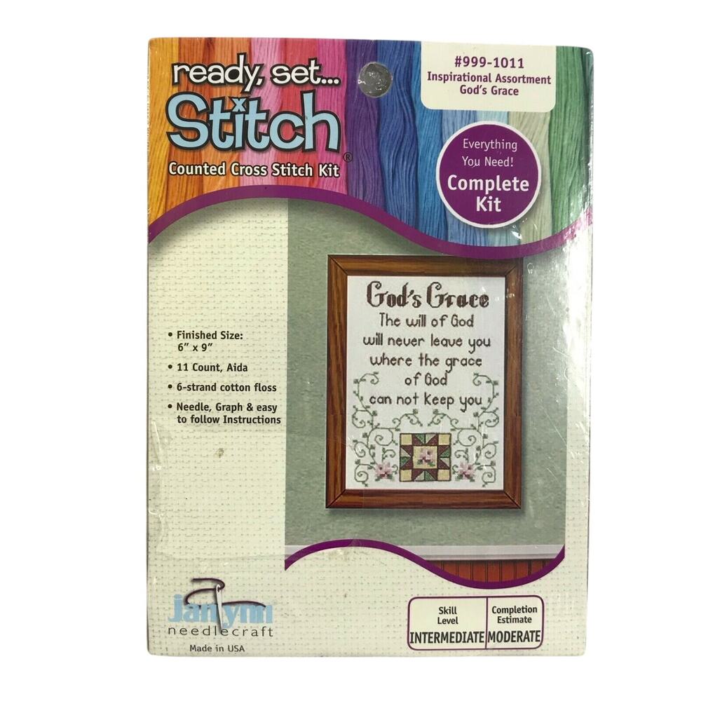 GOD'S GRACE Counted Cross Stitch Kit 6" x 9" Janlynn New